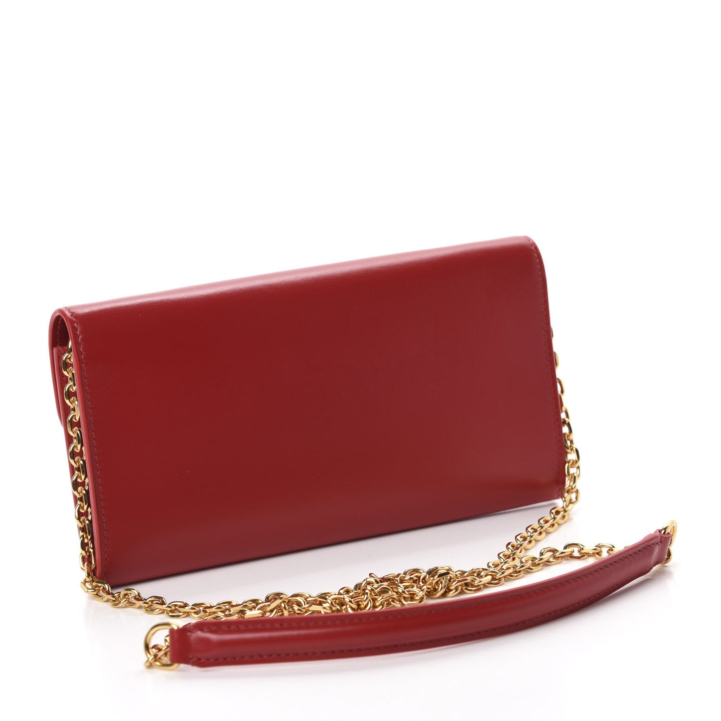 Shiny Smooth Calfskin C Wallet On Chain Bag Red