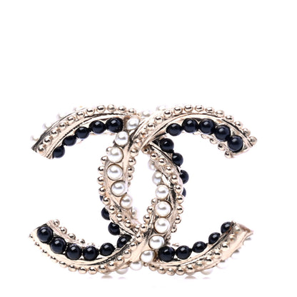 Chanel Resin Pearl Twisted CC Brooch Gold 1 of 5