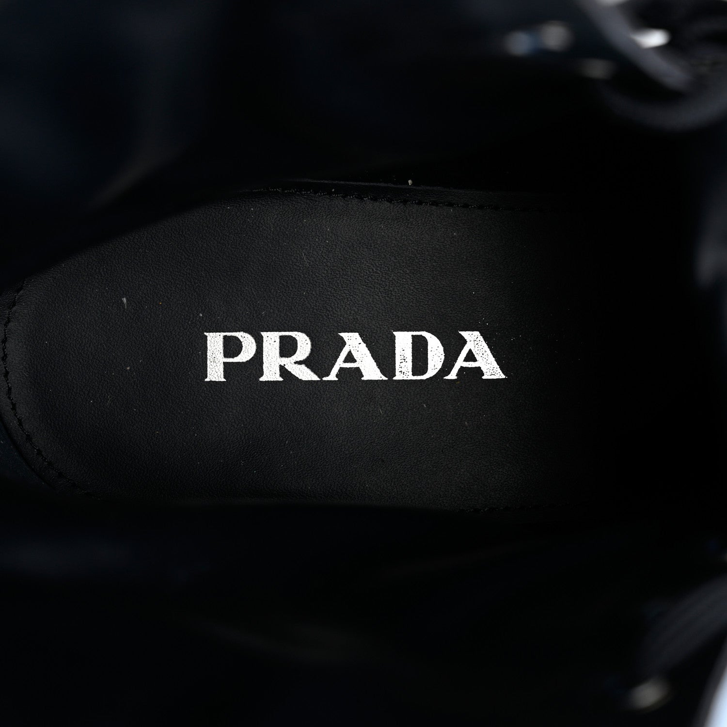 Prada Spazzolato Re-Nylon Metal Triangle Logo Womens 50mm Combat Boots 41 Bleu 7 of 9