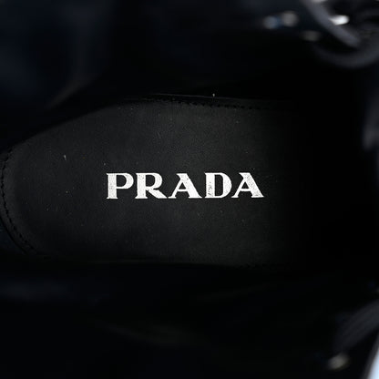 Prada Spazzolato Re-Nylon Metal Triangle Logo Womens 50mm Combat Boots 41 Bleu 7 of 9