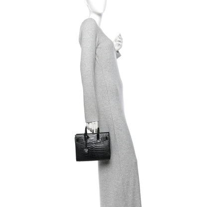 Saint Laurent Calfskin Crocodile Embossed Nano Sac De Jour Black 2 of 10