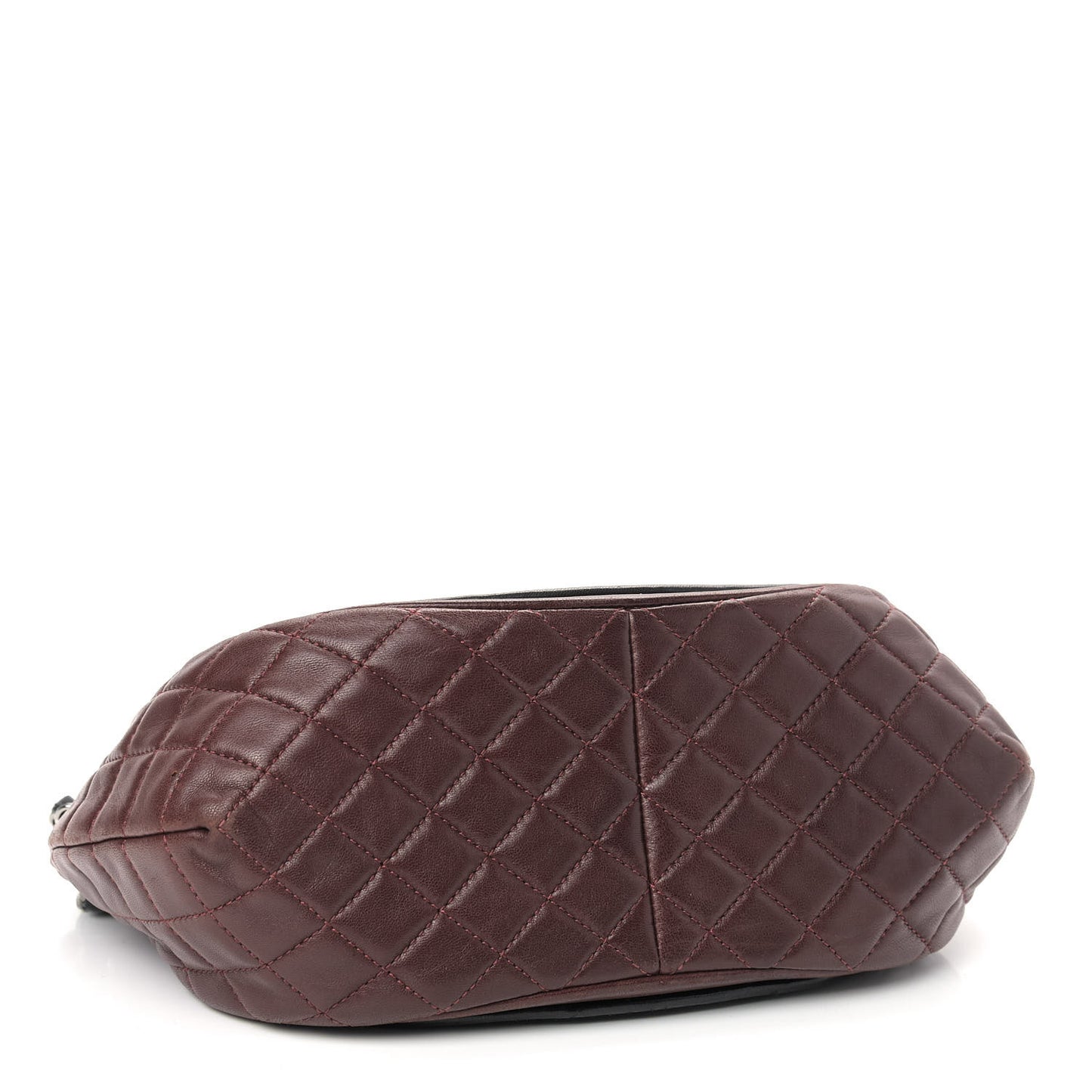 Lambskin Quilted Classic Twist Crescent Flap Black Burgundy