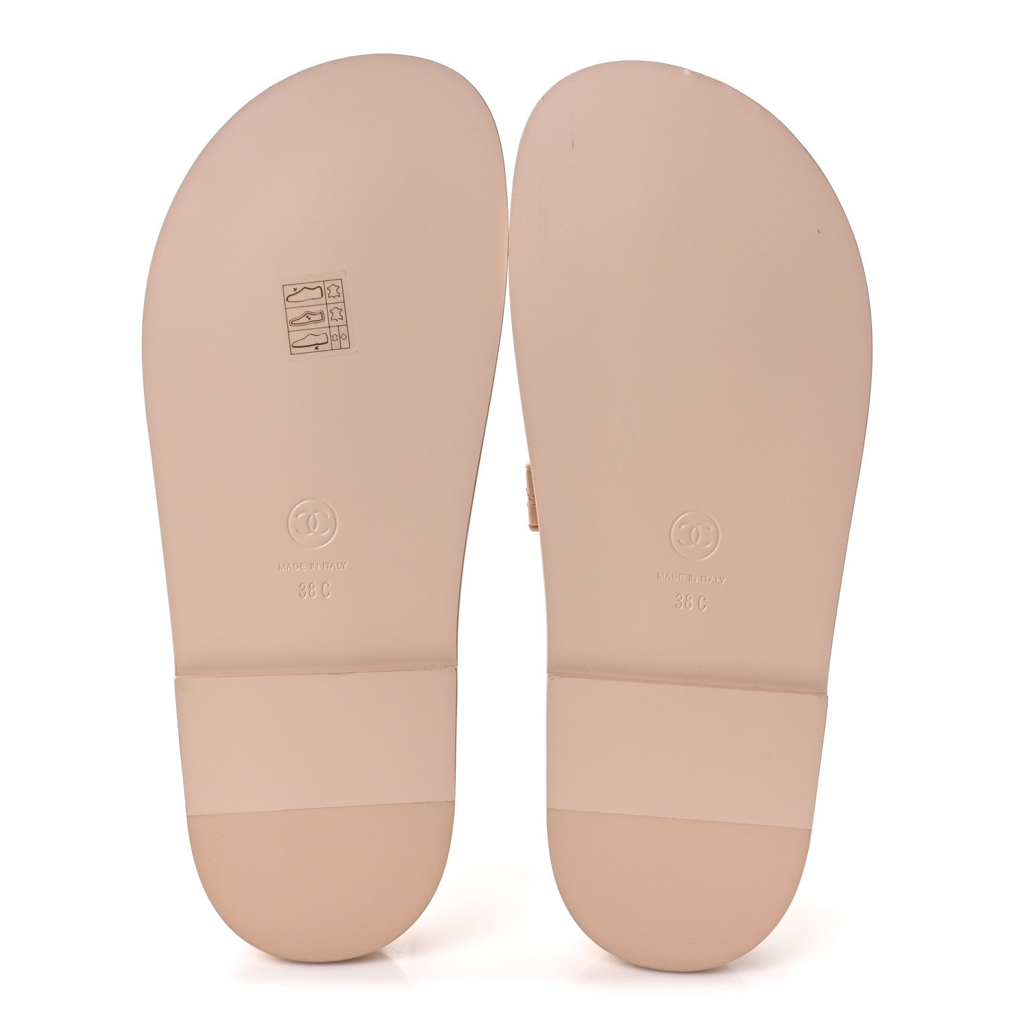 Chanel Shiny Calfskin Quilted Velcro Dad Crystal CC Slide Sandals 38 Beige 6 of 9