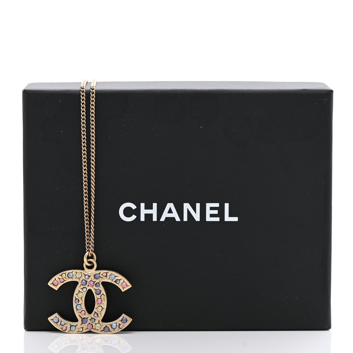 Chanel Crystal CC Necklace Light Gold Multicolor 7 of 7