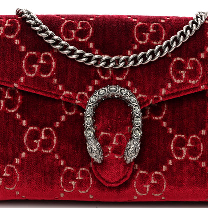 Gucci Velvet GG Monogram Mini Dionysus Chain Wallet Red Cipria 7 of 9