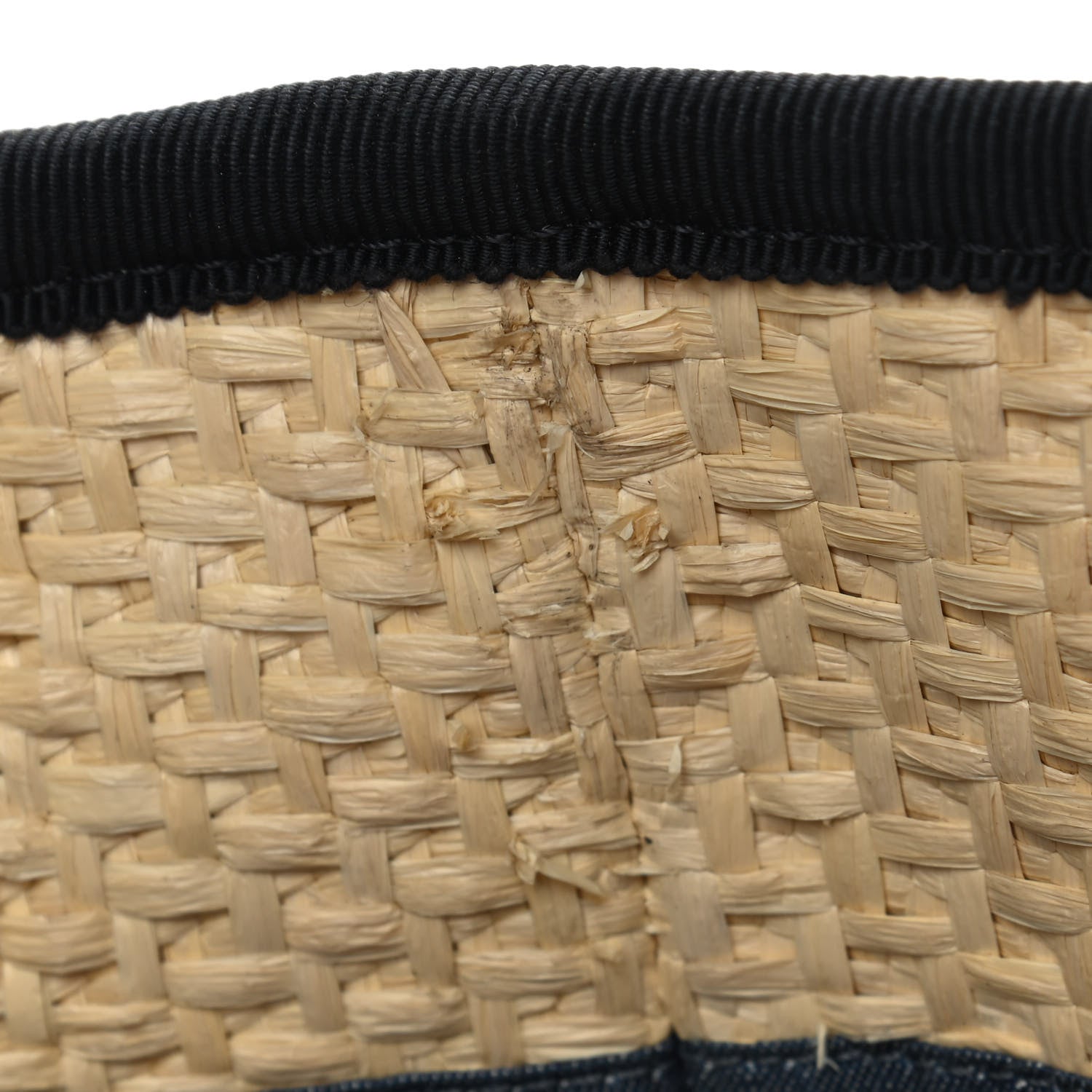 Chanel Straw Raffia Calfskin Chain Small Deauville Tote Beige Black 5 of 5