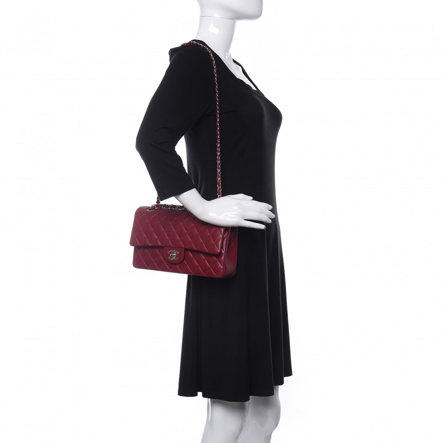 Lambskin Quilted Medium Double Flap Burgundy
