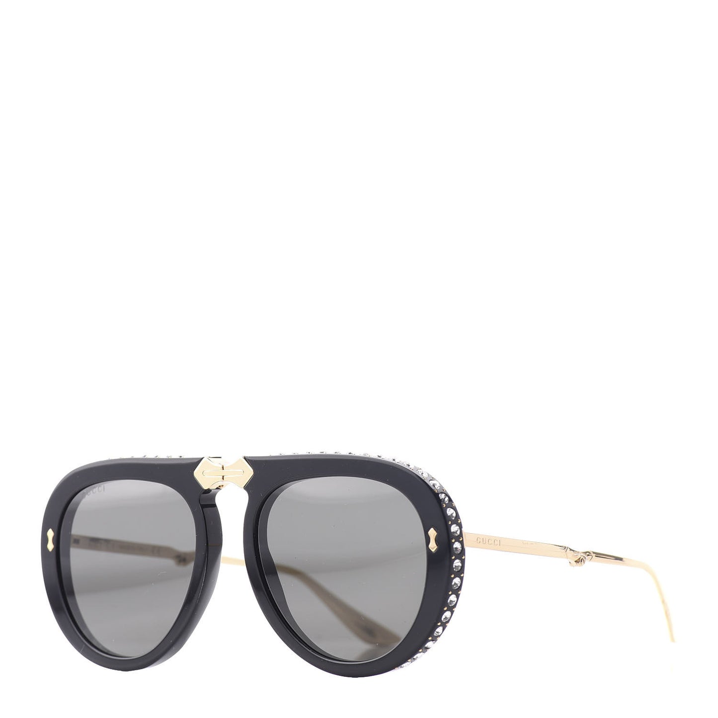 Acetate Crystal Foldable Aviator Sunglasses GG0307S Black
