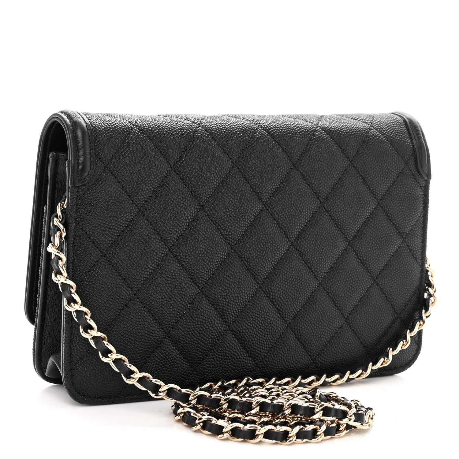 Chanel Caviar Quilted CC Filigree Wallet On Chain WOC Black 3 of 10