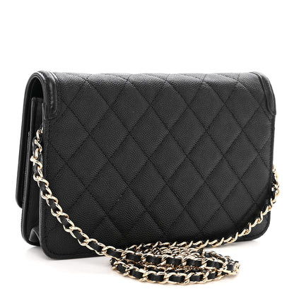 Chanel Caviar Quilted CC Filigree Wallet On Chain WOC Black 3 of 10