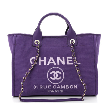 Chanel Mixed Fibers Small Deauville Tote Purple 3 of 14