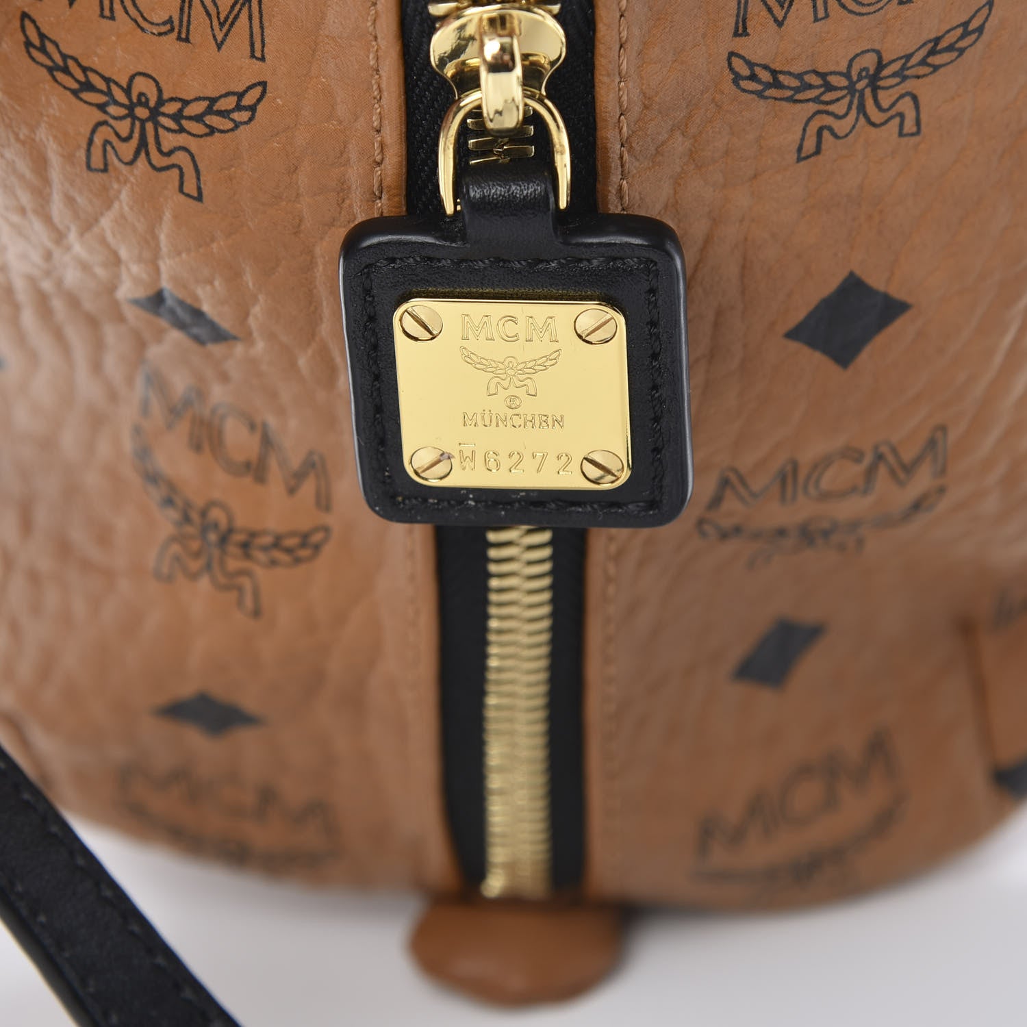 MCM Calfskin Visetos Rabbit Zoo Doll Crossbody Cognac 6 of 10