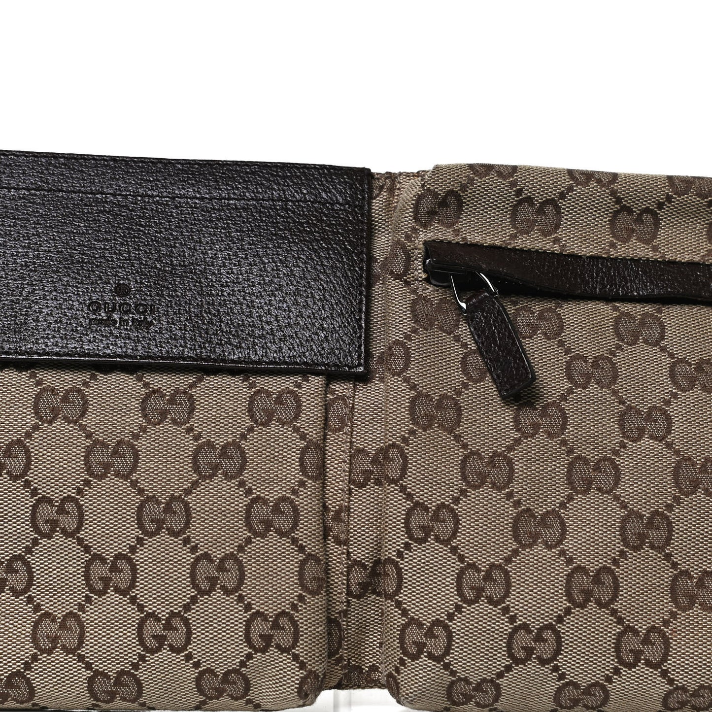 GG Monogram Double Pocket Belt Bag Dark Brown