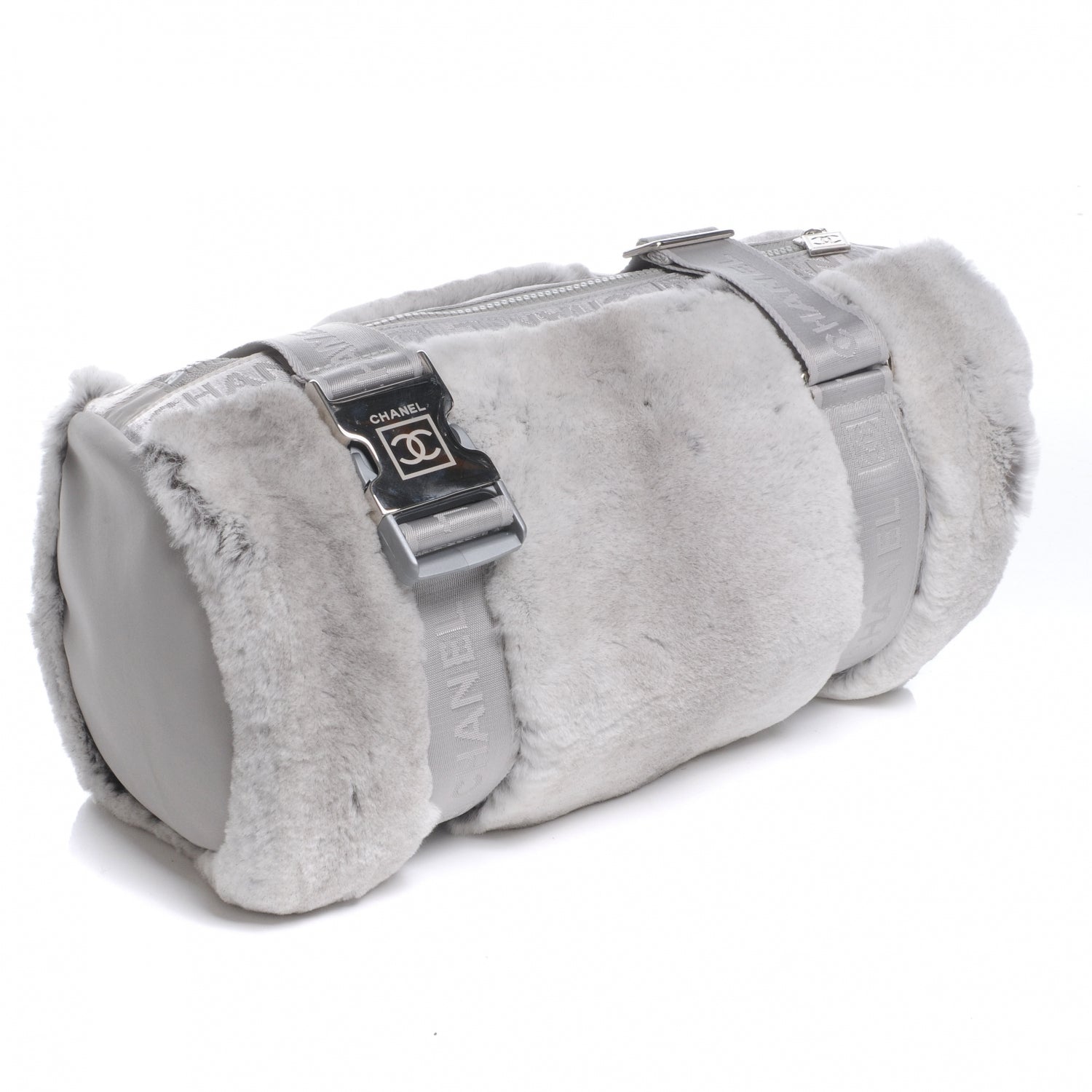 Chanel Rabbit Fur Sport Shoulder Bag Grey 3 of 10