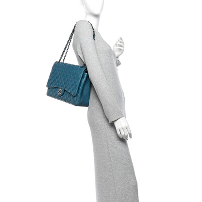 Chanel Lambskin Quilted Maxi Double Flap Turquoise 2 of 13