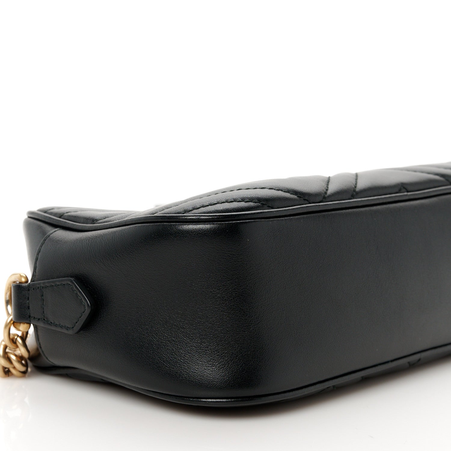 Gucci Calfskin Matelasse Small GG Marmont Chain Shoulder Bag Black 10 of 11