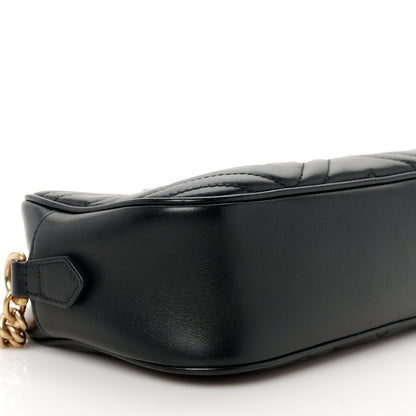 Gucci Calfskin Matelasse Small GG Marmont Chain Shoulder Bag Black 10 of 11