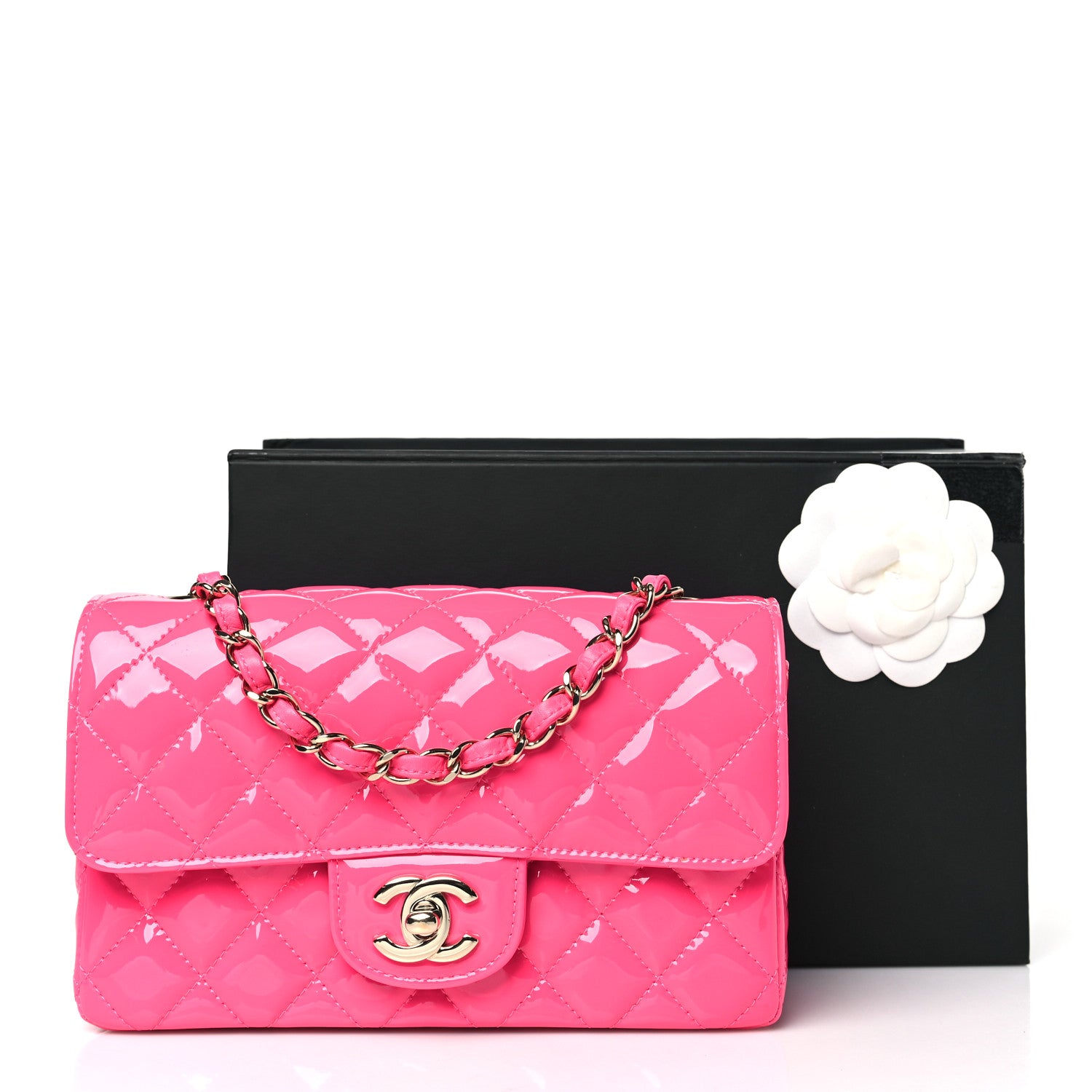 Chanel Patent Calfskin Quilted Mini Rectangular Flap Pink 11 of 11