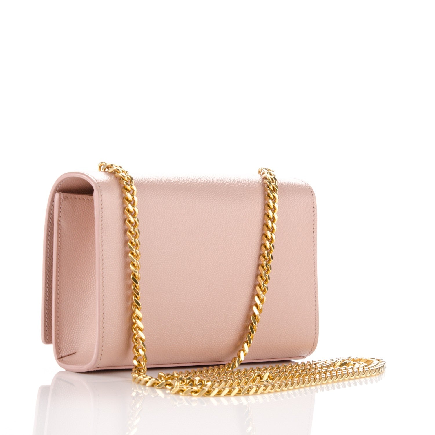 Saint Laurent Grain De Poudre Small Monogram Kate Satchel Pale Pink 3 of 7