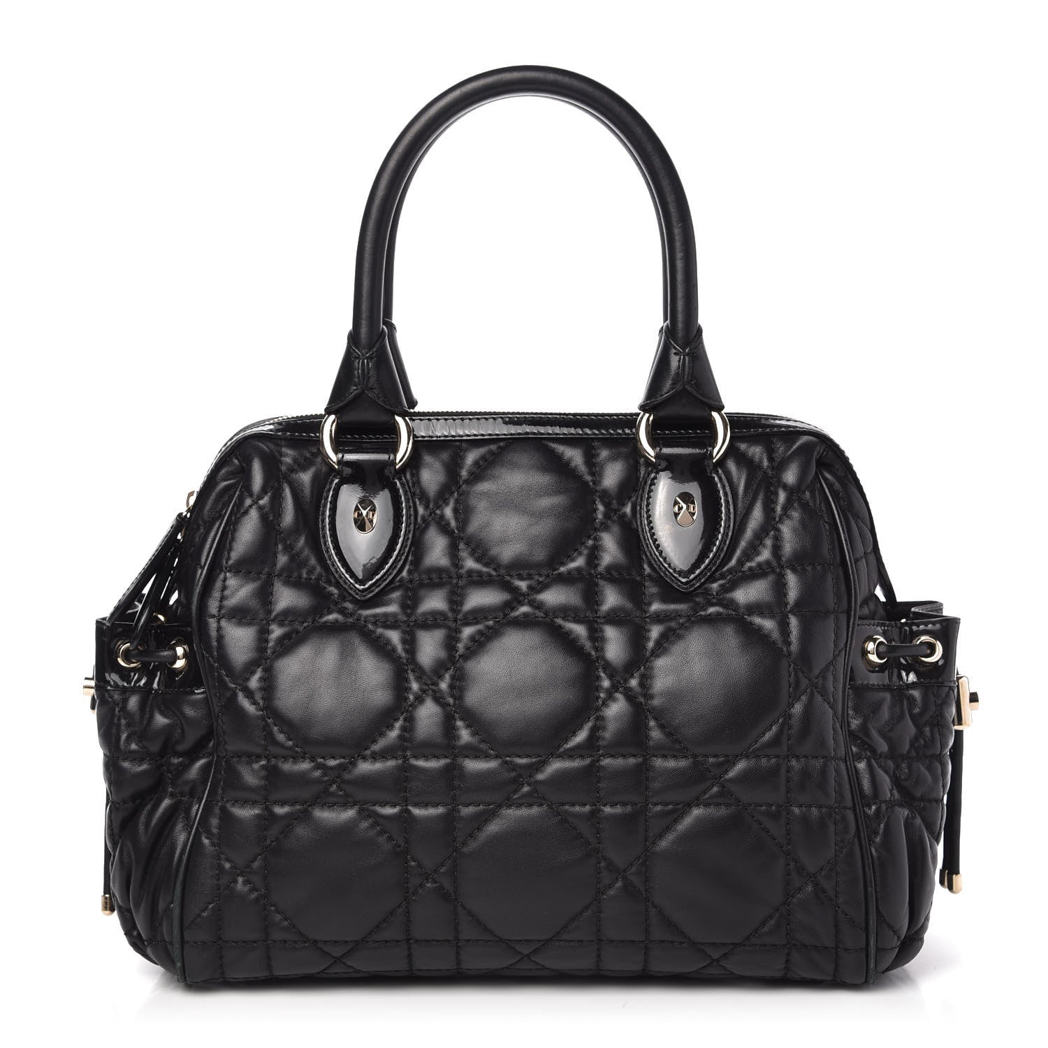 Christian Dior Lambskin Cannage 2 Dior Zip Top Satchel Black 1 of 10