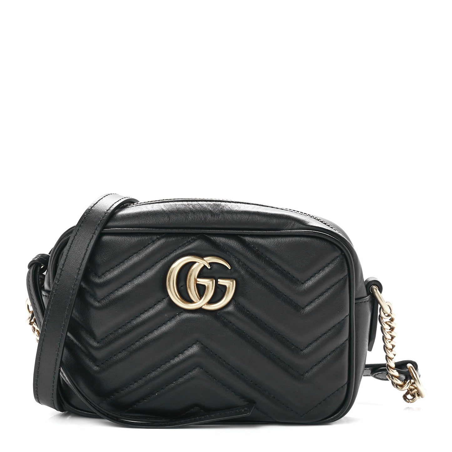 Calfskin Matelasse Mini GG Marmont Chain Shoulder Bag Black