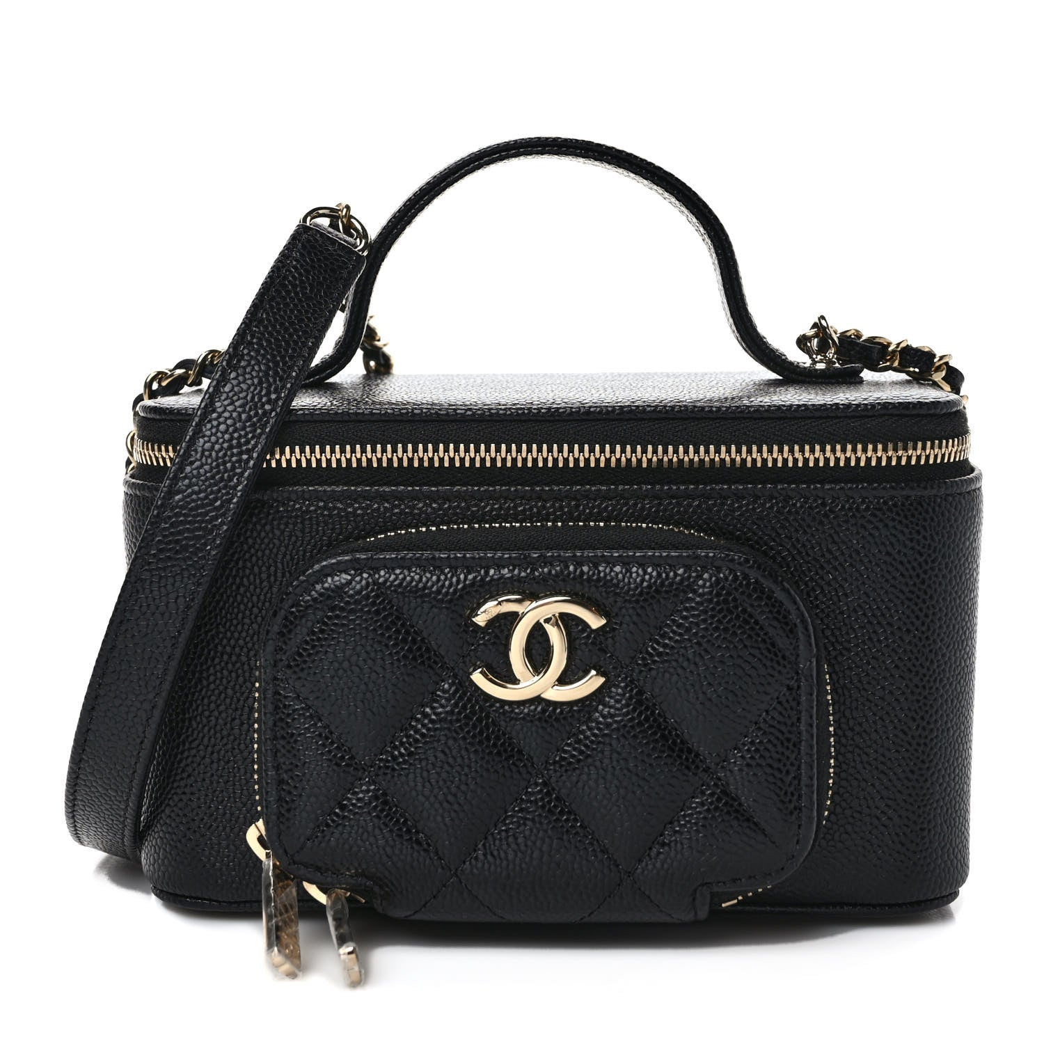 Chanel Caviar Quilted Top Handle Pocket Vanity Case Black 1 of 10
