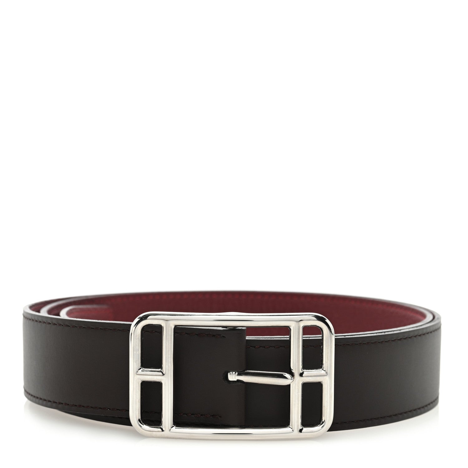 Hermes Box Togo 32mm Cape Cod Belt 100 40 Brown Rouge H 1 of 4