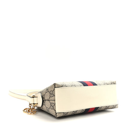 Gucci GG Supreme Monogram Textured Dollar Calfskin Web Small Ophidia Dome Shoulder Bag Beige Ebony Mystic White 4 of 9