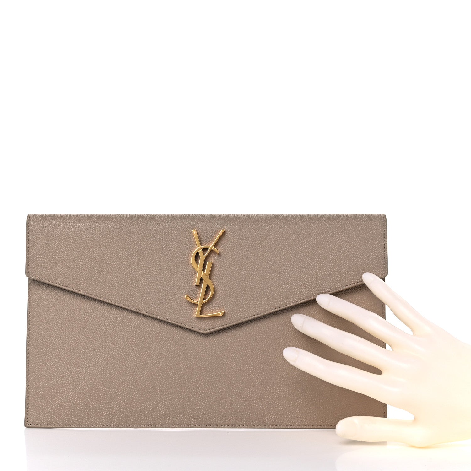 Saint Laurent Grain De Poudre Uptown Pouch Dark Beige 2 of 10