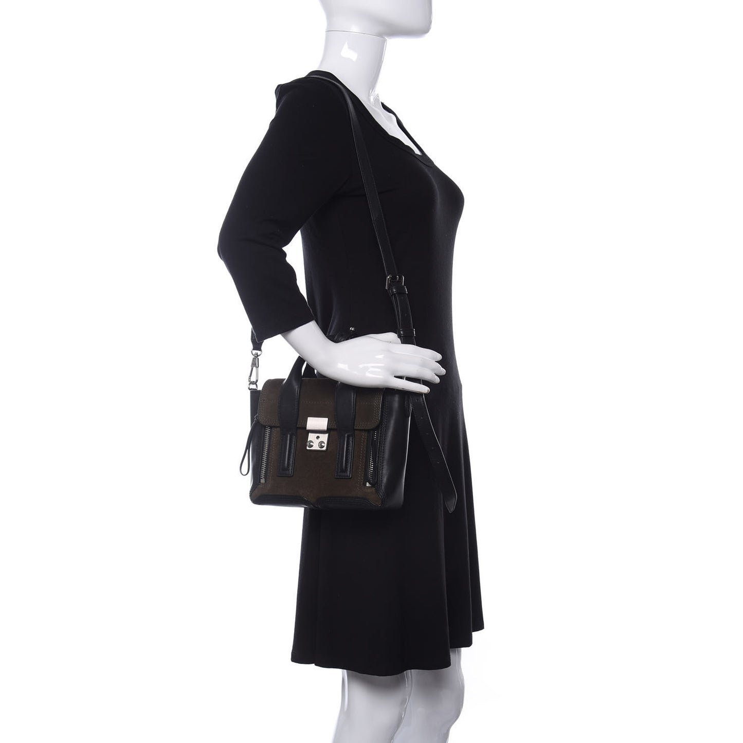 Suede Calfskin Mini Pashli Satchel Dark Moss