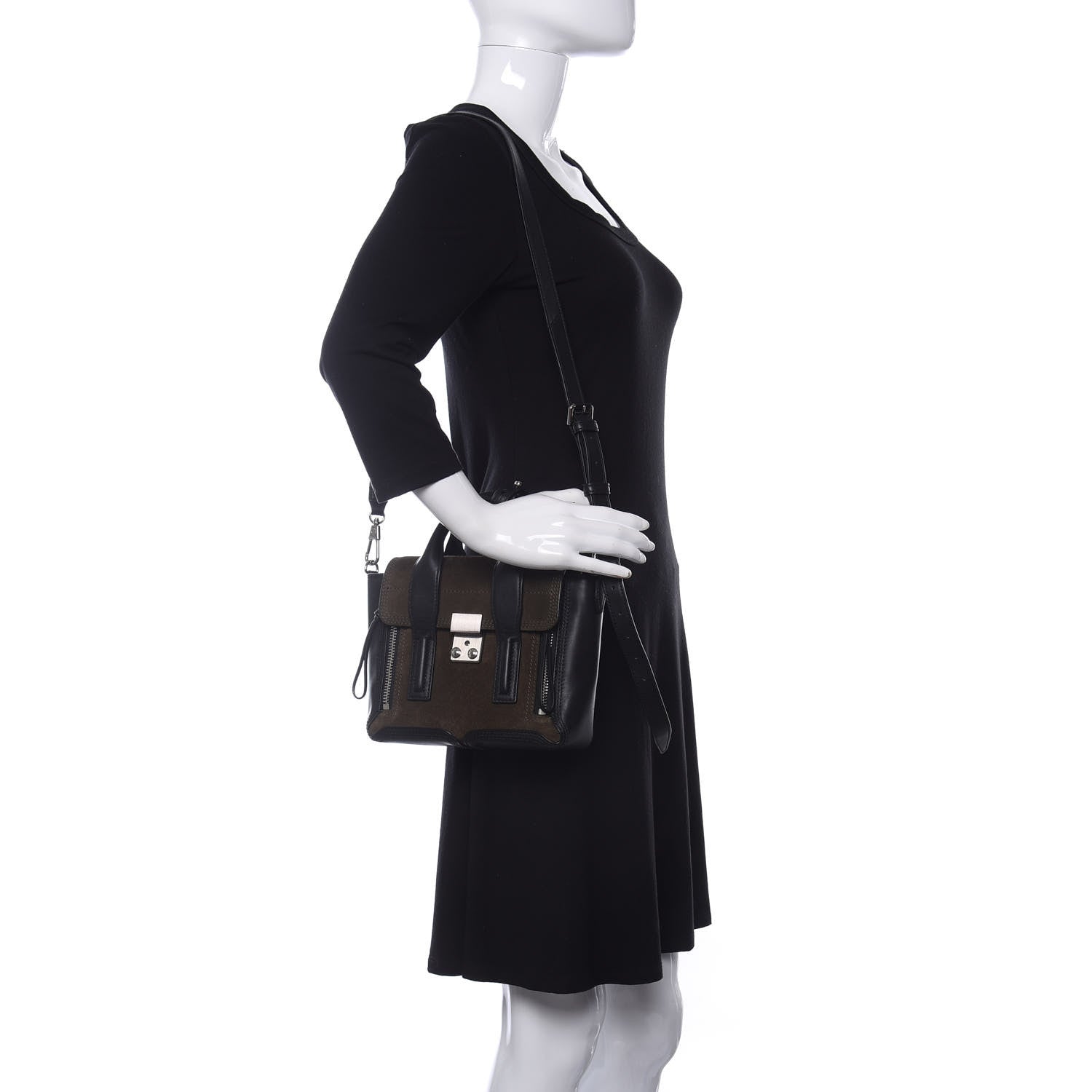 3.1 Phillip Lim Suede Calfskin Mini Pashli Satchel Dark Moss 2 of 10