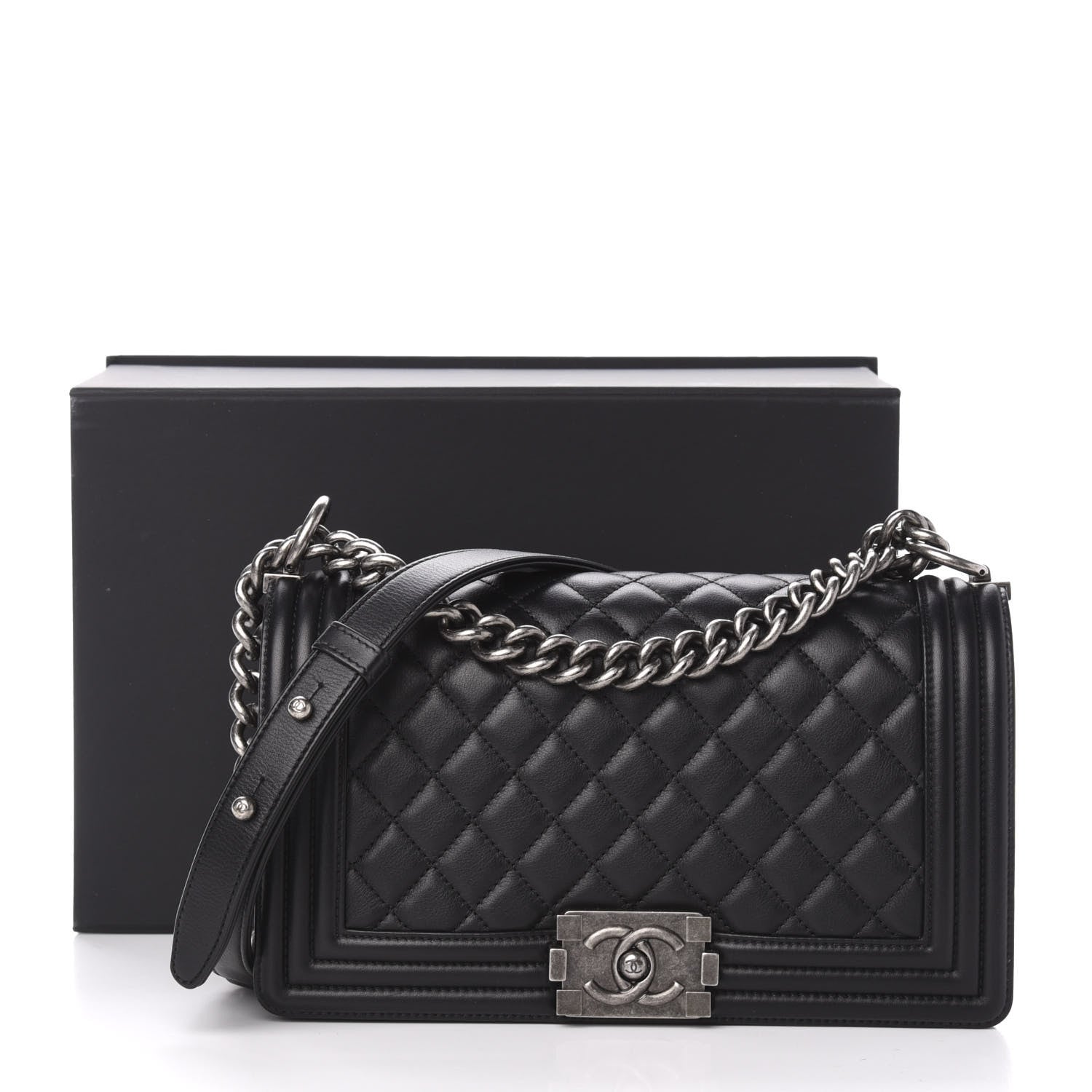 Chanel Calfskin Quilted Medium Boy Flap Black 11 of 11
