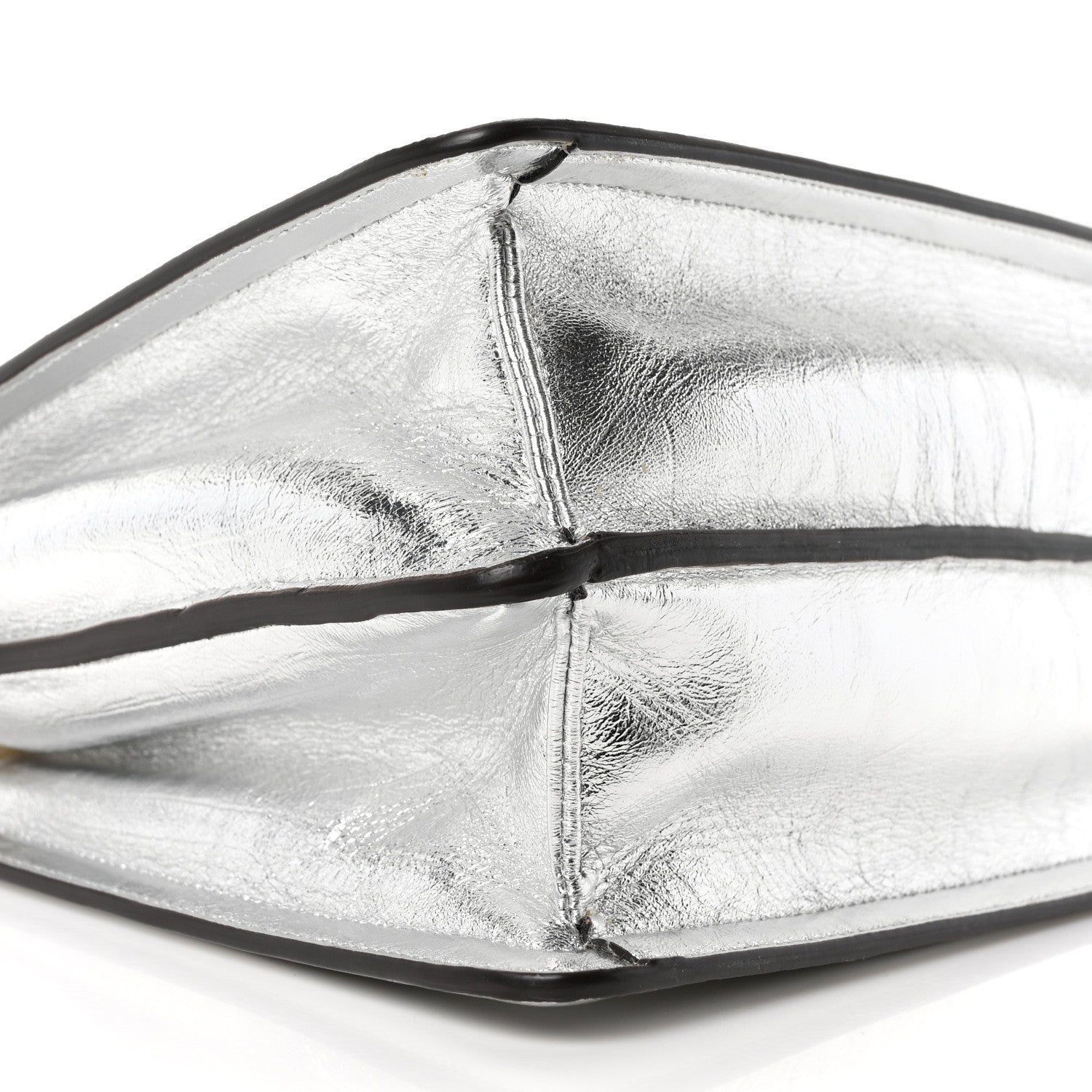 Fendi Rock Millenium Laminata Medium Peekaboo I SEE U Satchel Argento 8 of 9