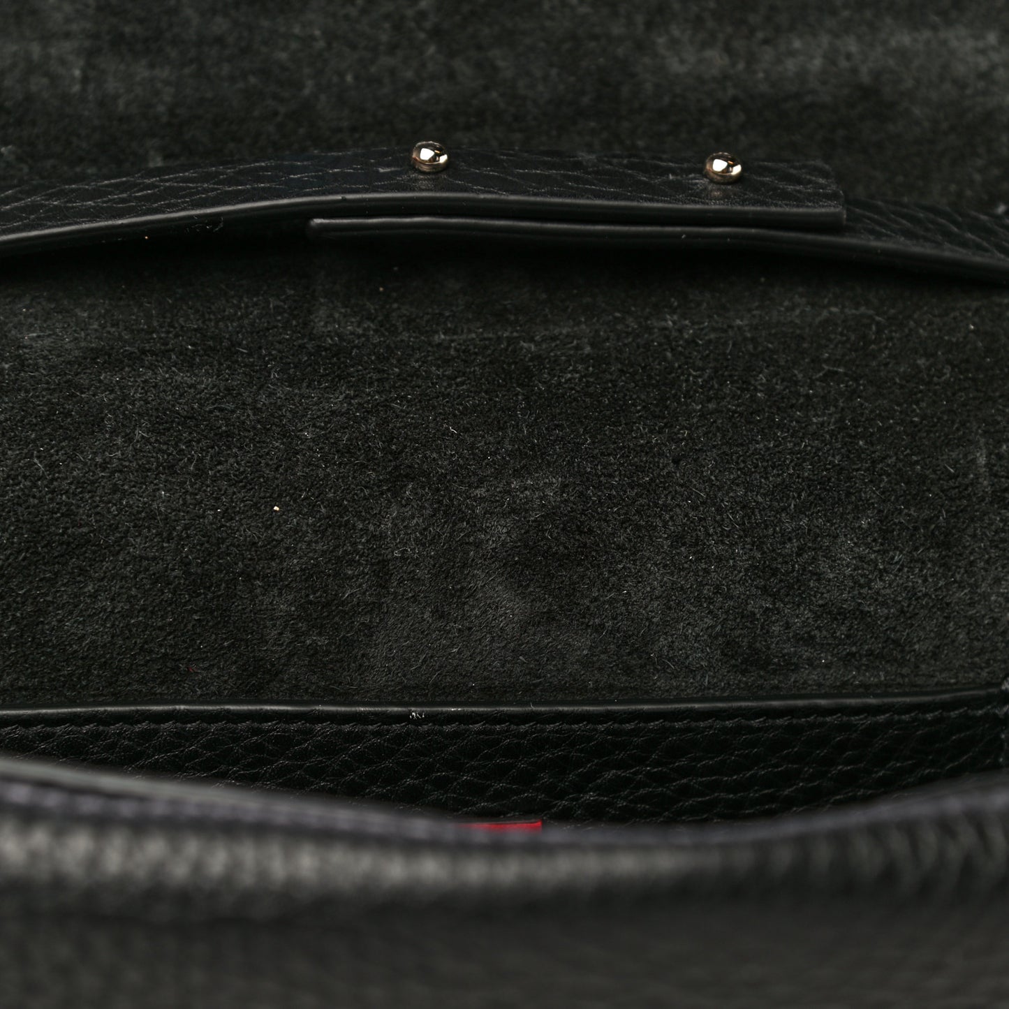 Grainy Calfskin Rockstud Double Flap Crossbody Bag Black