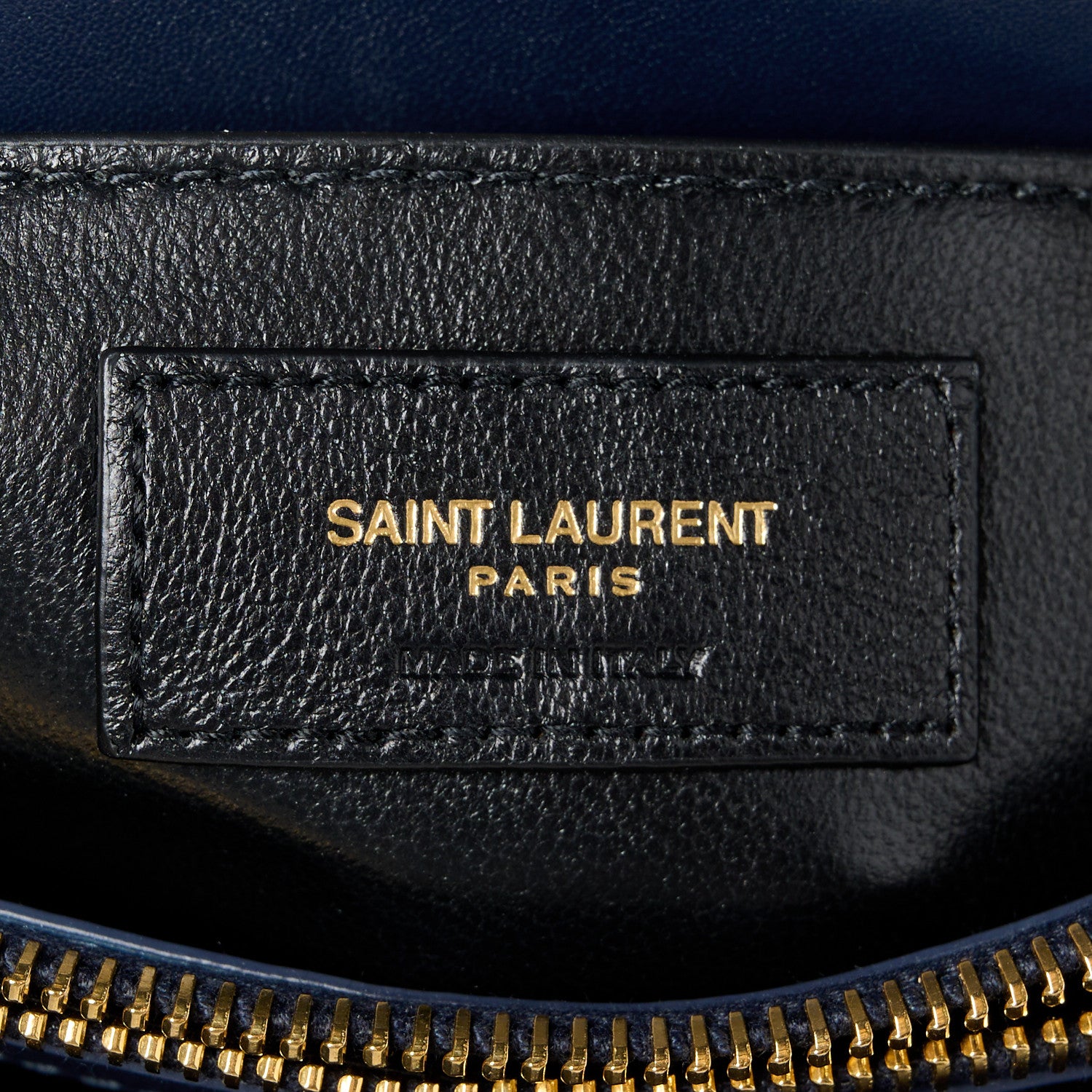 Saint Laurent Striped Denim Y Quilted Monogram Small Loulou Chain Satchel Marine Vintage White 7 of 12