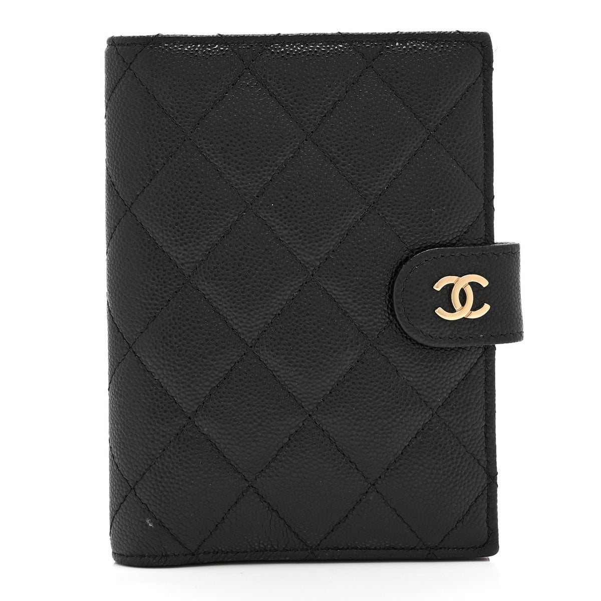 Caviar Quilted Passport Holder Black