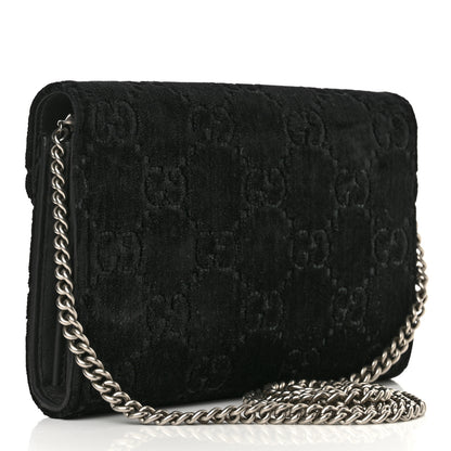 Gucci Velvet GG Monogram Mini Dionysus Chain Wallet Black 3 of 12