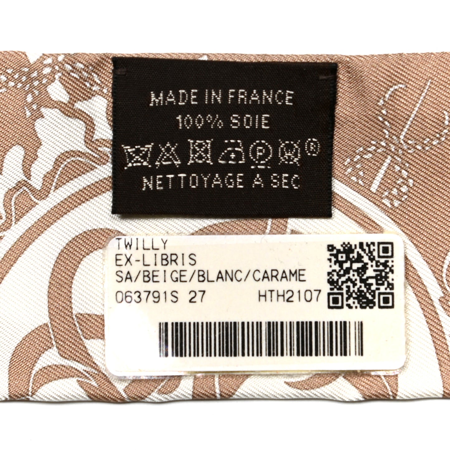 Silk Ex-Libris Twilly Beige White Caramel