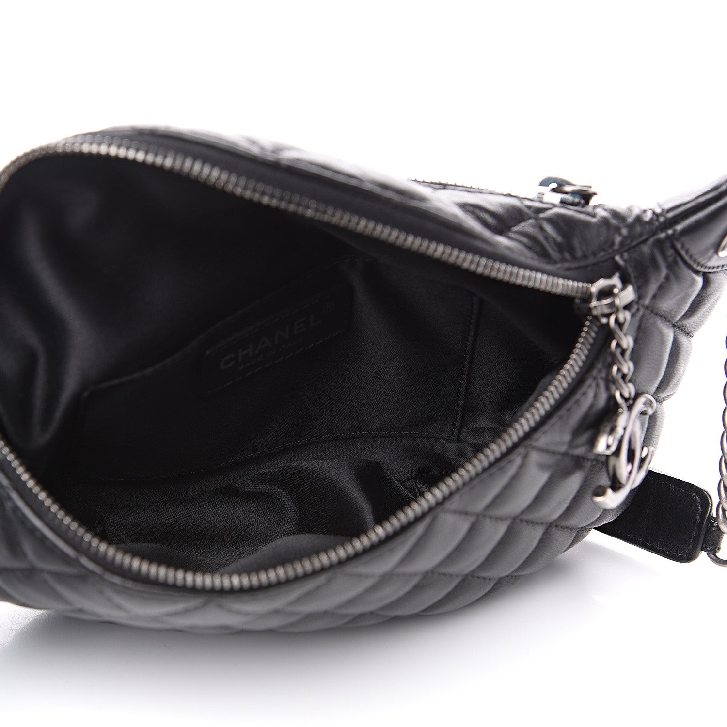 Chanel Lambskin Quilted Banane Waist Bag Fanny Pack Black 4 of 8