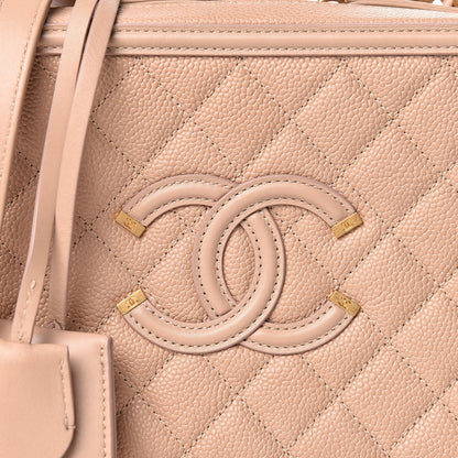 Chanel Caviar Quilted Medium CC Filigree Vanity Case Beige 10 of 12