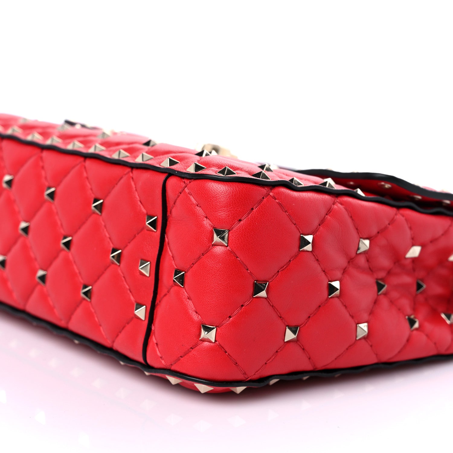Valentino Garavani Lambskin Medium Rockstud Spike Shoulder Bag Red 8 of 10