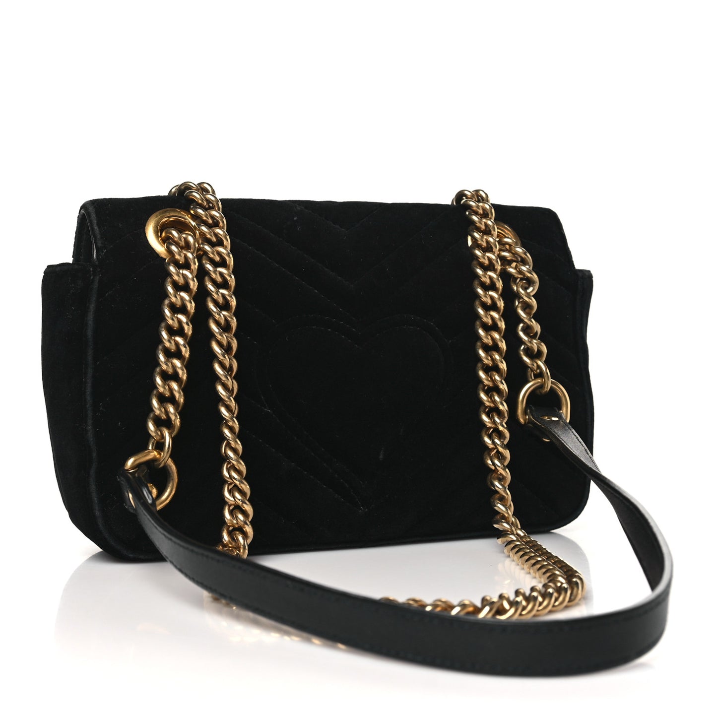 Velvet Matelasse Mini GG Marmont Shoulder Bag Black