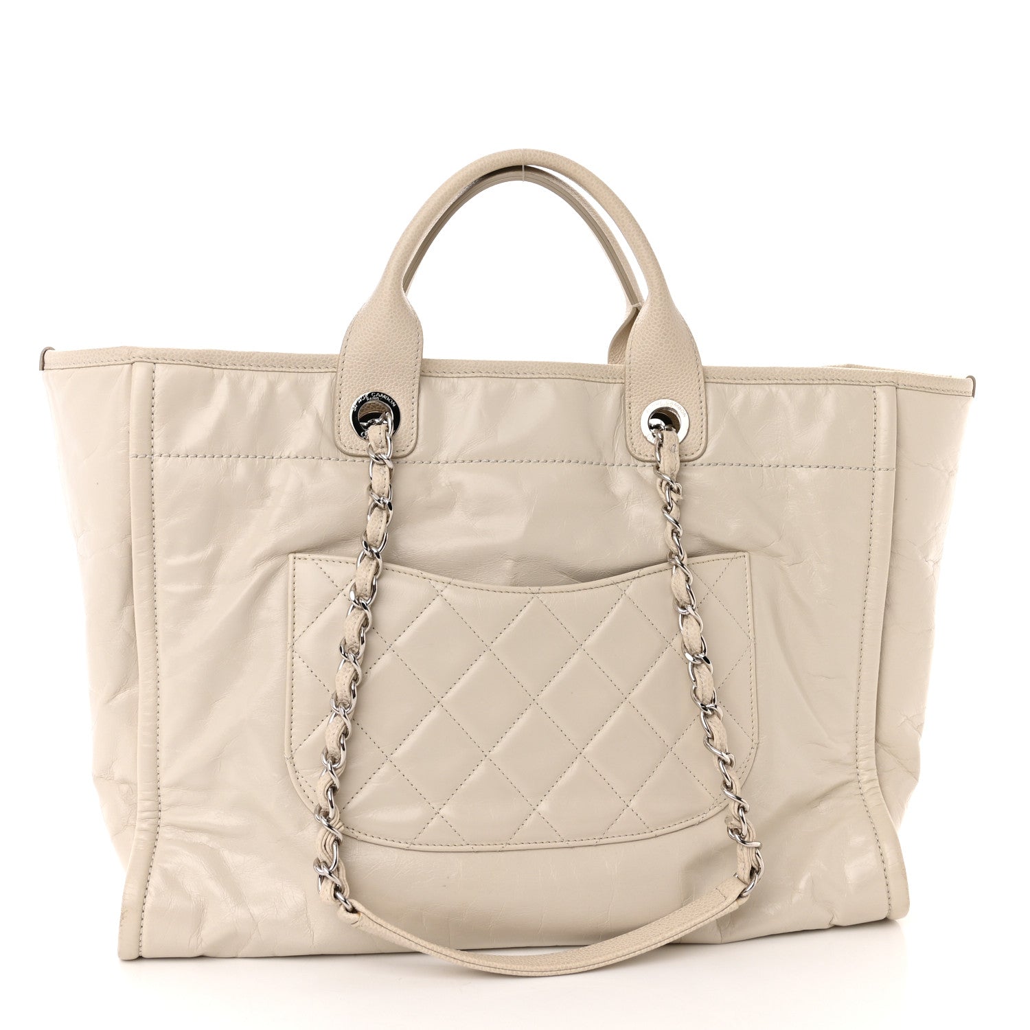 Chanel Glazed Calfskin Medium Deauville Tote Ivory 3 of 13