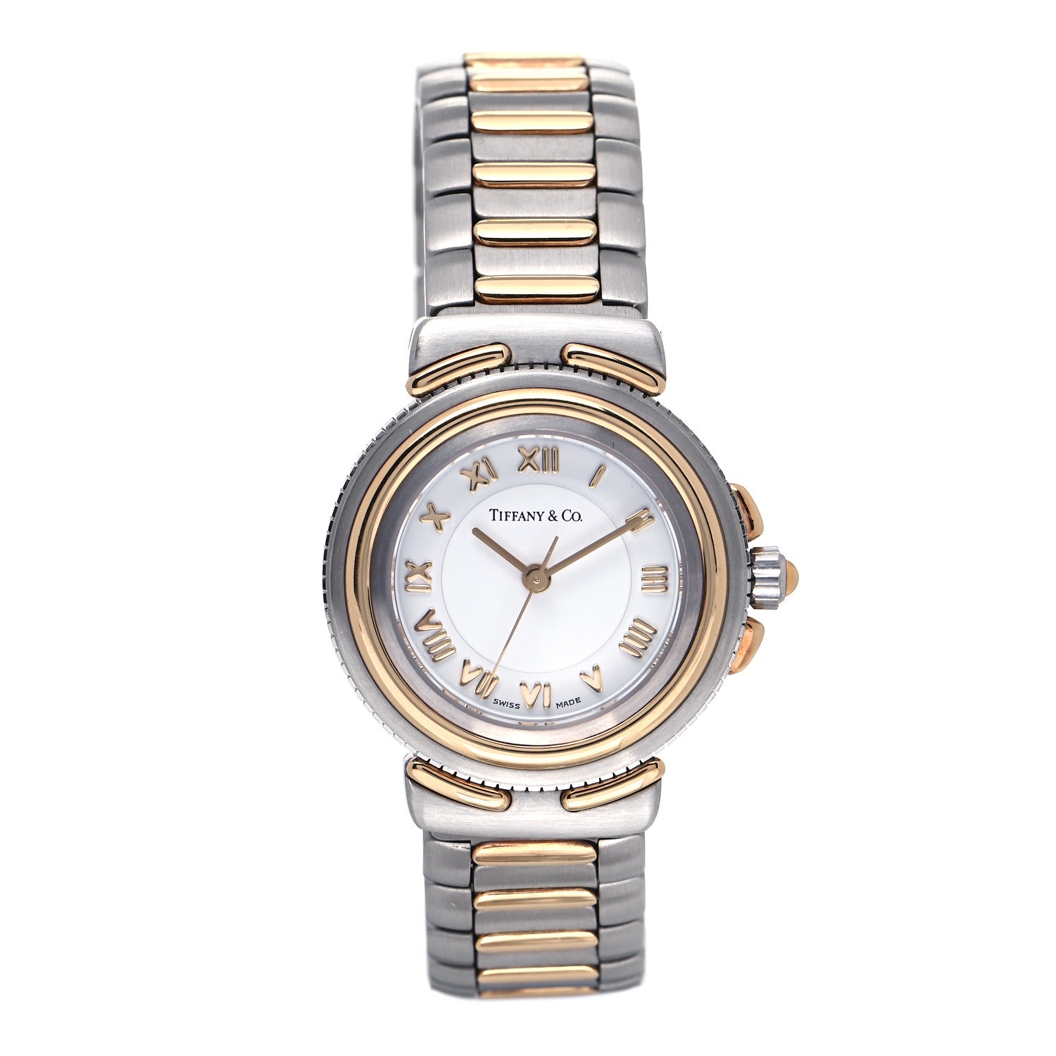 Tiffany Stainless Steel 18K Yellow Gold 26mm Intaglio Quartz Watch 1 of 4