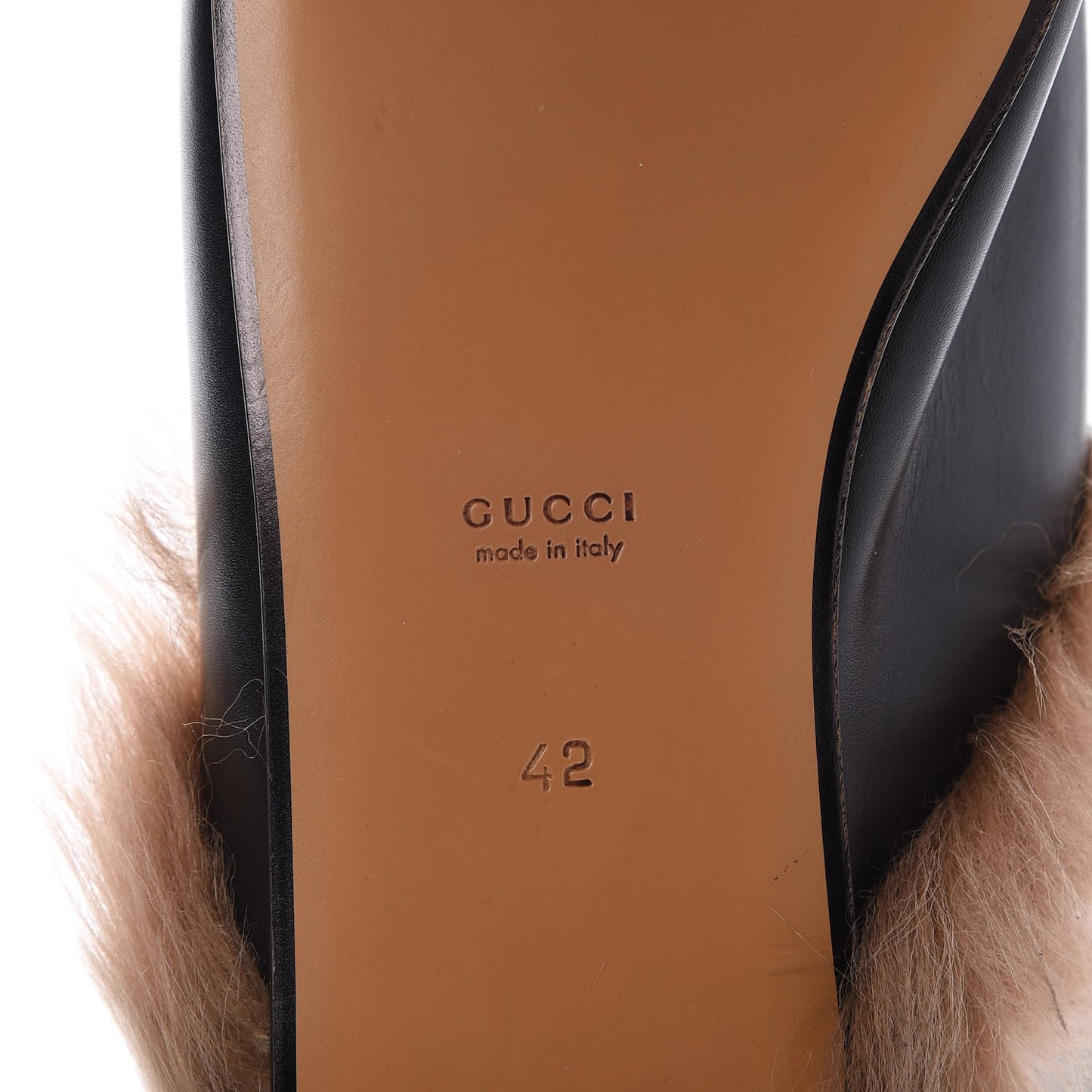 Calfskin Fur Princetown Slippers 42 Black