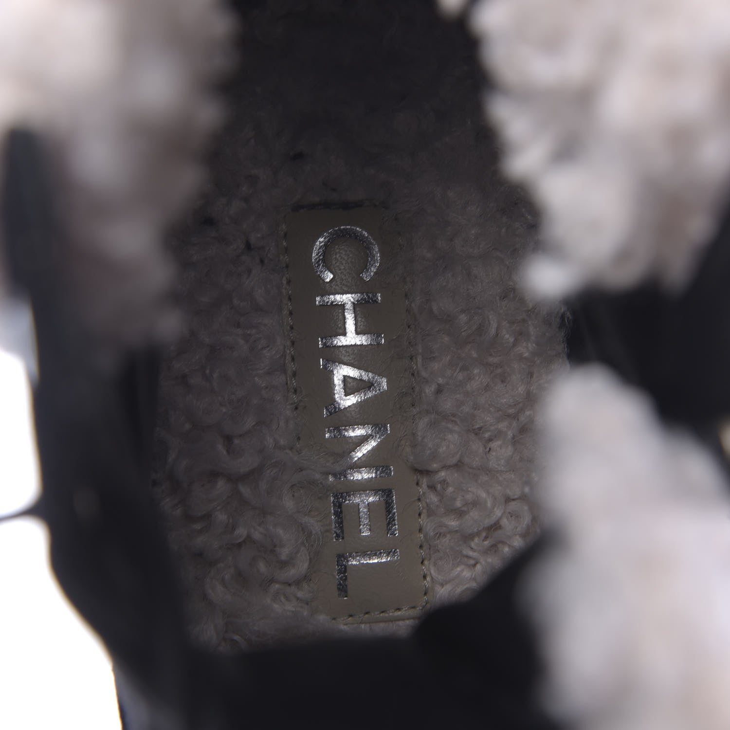 Chanel Calfskin Patent Fabric Lace Up Cap Toe CC Boots 39.5 Black Ivory 7 of 9