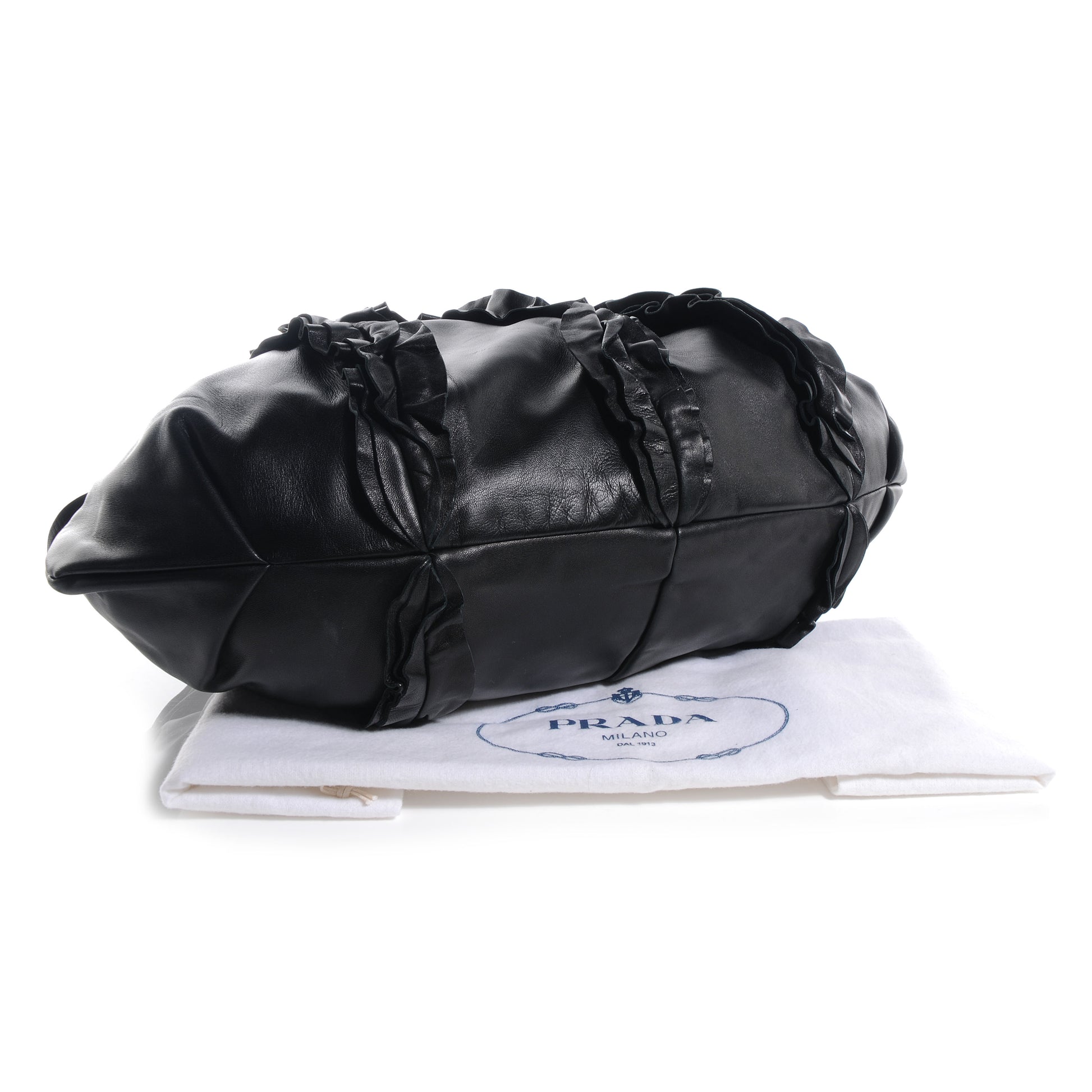 Prada Nappa Ruffle Bag Black 4 of 9