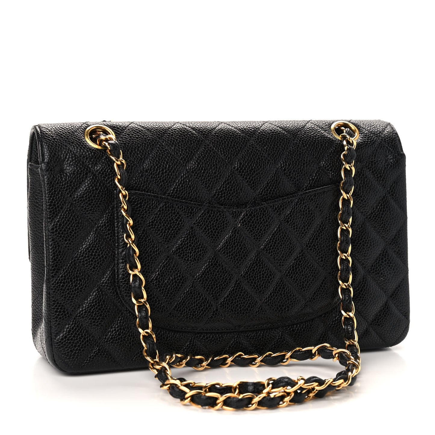 Caviar Quilted Medium Double Flap Black