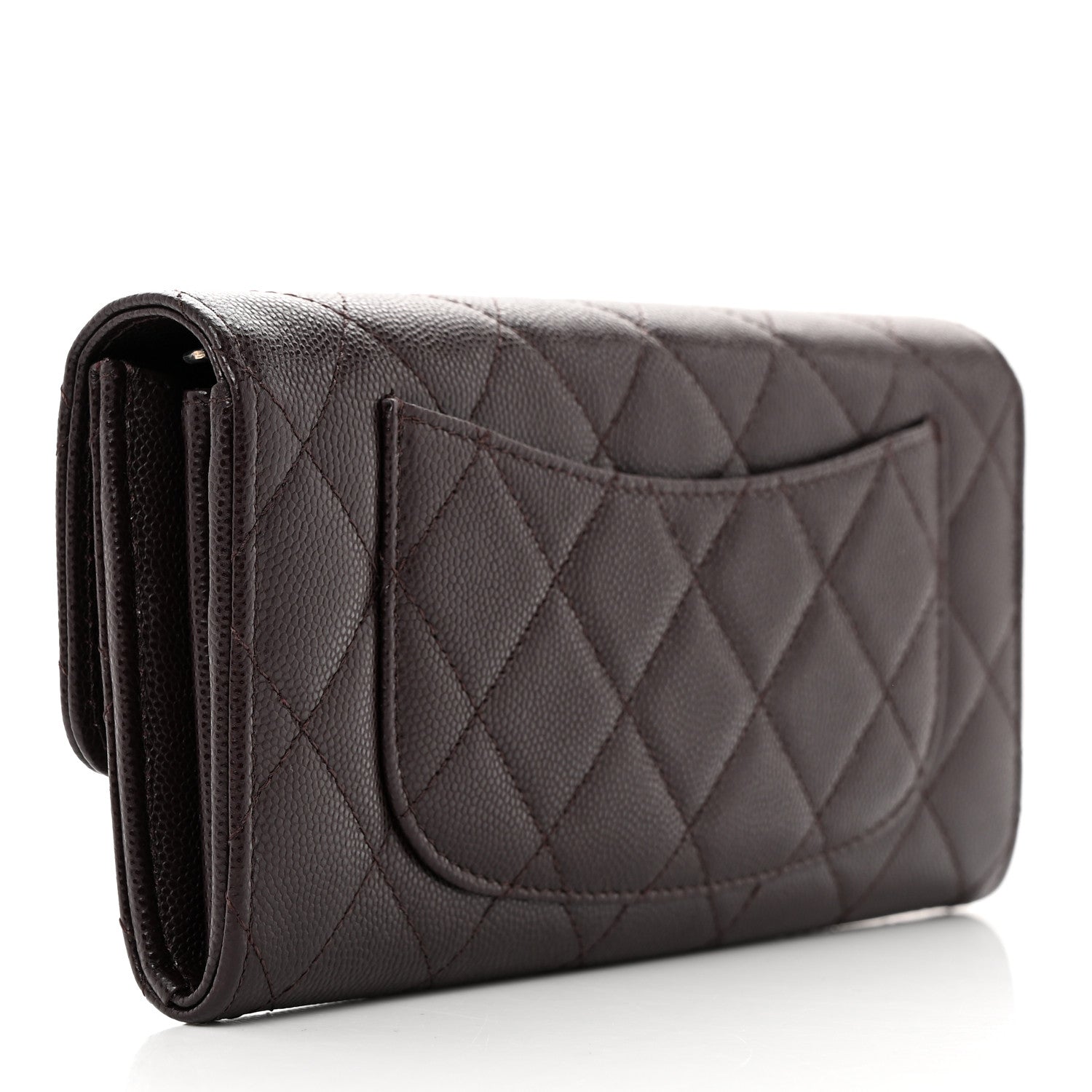 Chanel Caviar Quilted Large Gusset Flap Wallet Dark Brown 3 of 11