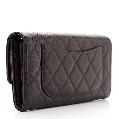 Chanel Caviar Quilted Large Gusset Flap Wallet Dark Brown 3 of 11
